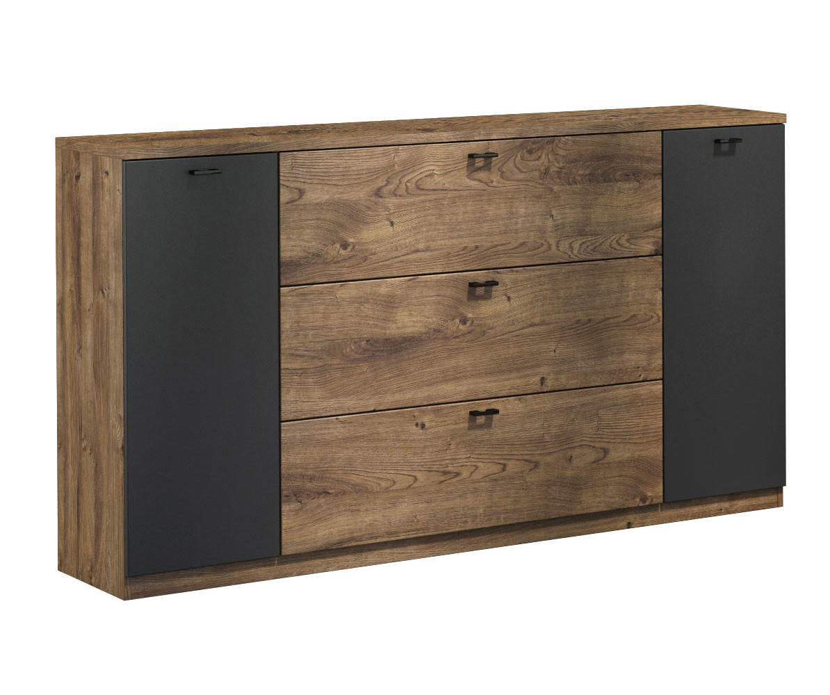 SIDEBOARD Roma Ribbeck Eiche / dunkelgrau 155 / 40 / 93cm - Eichefarben/Grau, Holzwerkstoff/Metall (155/93/40cm) - Feldmann-Wohnen