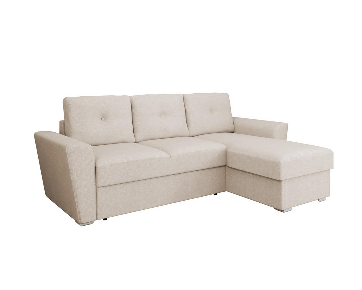 ECKSOFA Bellano Ecksofa L-Form- links oder rechts montierbar, beige - Beige, Holz (243/156cm) - Homesy