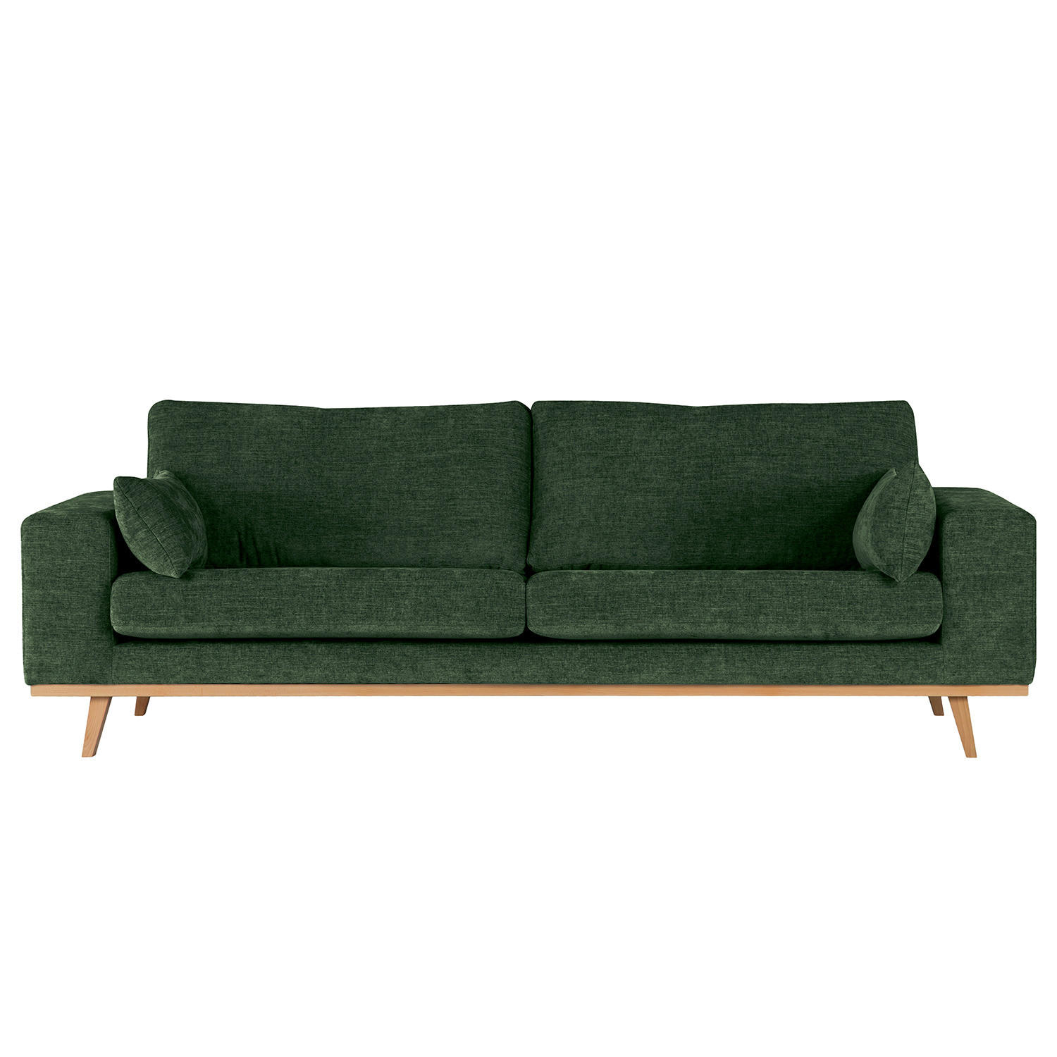 3-SITZER SOFA - Dunkelgrün/Buchefarben, Buchenholz/Textil (237/81/88cm) - home24