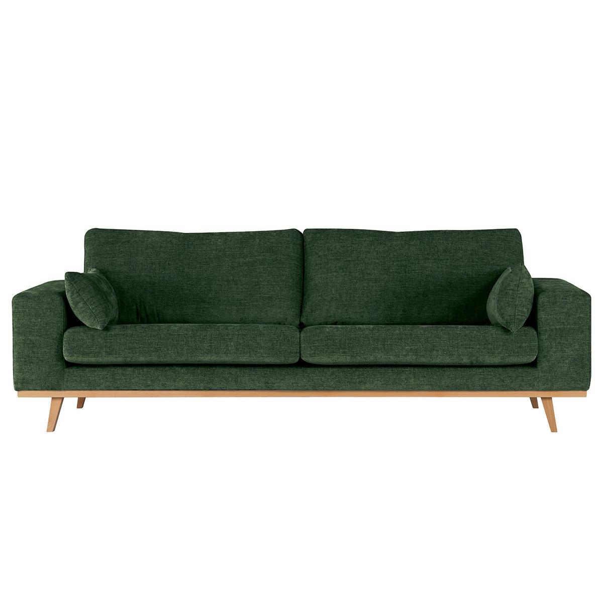 3-SITZER SOFA - Dunkelgrün/Buchefarben, Buchenholz/Textil (237/81/88cm) - home24