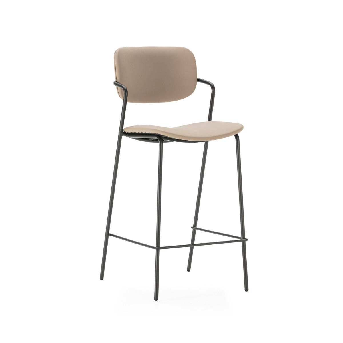 HOCKERN (Set aus 2) mit schwarzen metallbeinen - maika 44/51/66 cm - Beige, Textil (51/66/44cm) - Calicosy