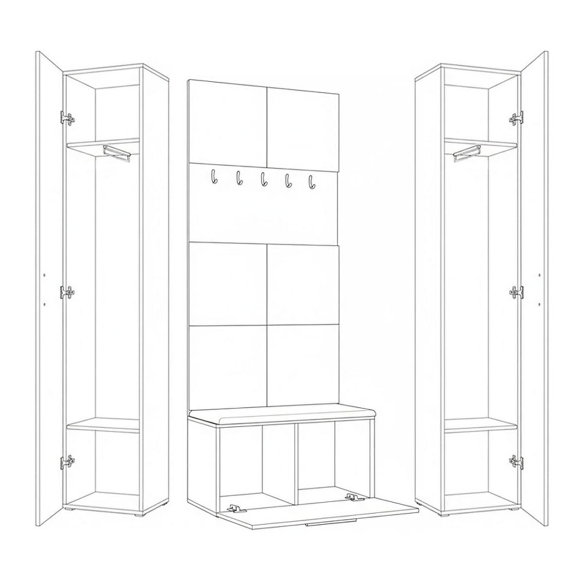 GARDEROBENSCHRANK MODULO 160,6/204/40 cm Modern Garderobe-Set Grau - Schwarz/Grau, Holzwerkstoff (160.6/204/40cm) - MASSENO