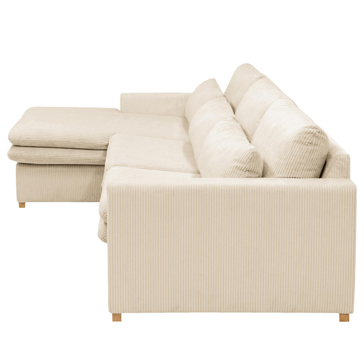 ECKSOFA mit Longchair - Creme, Textil (299/164cm) - home24