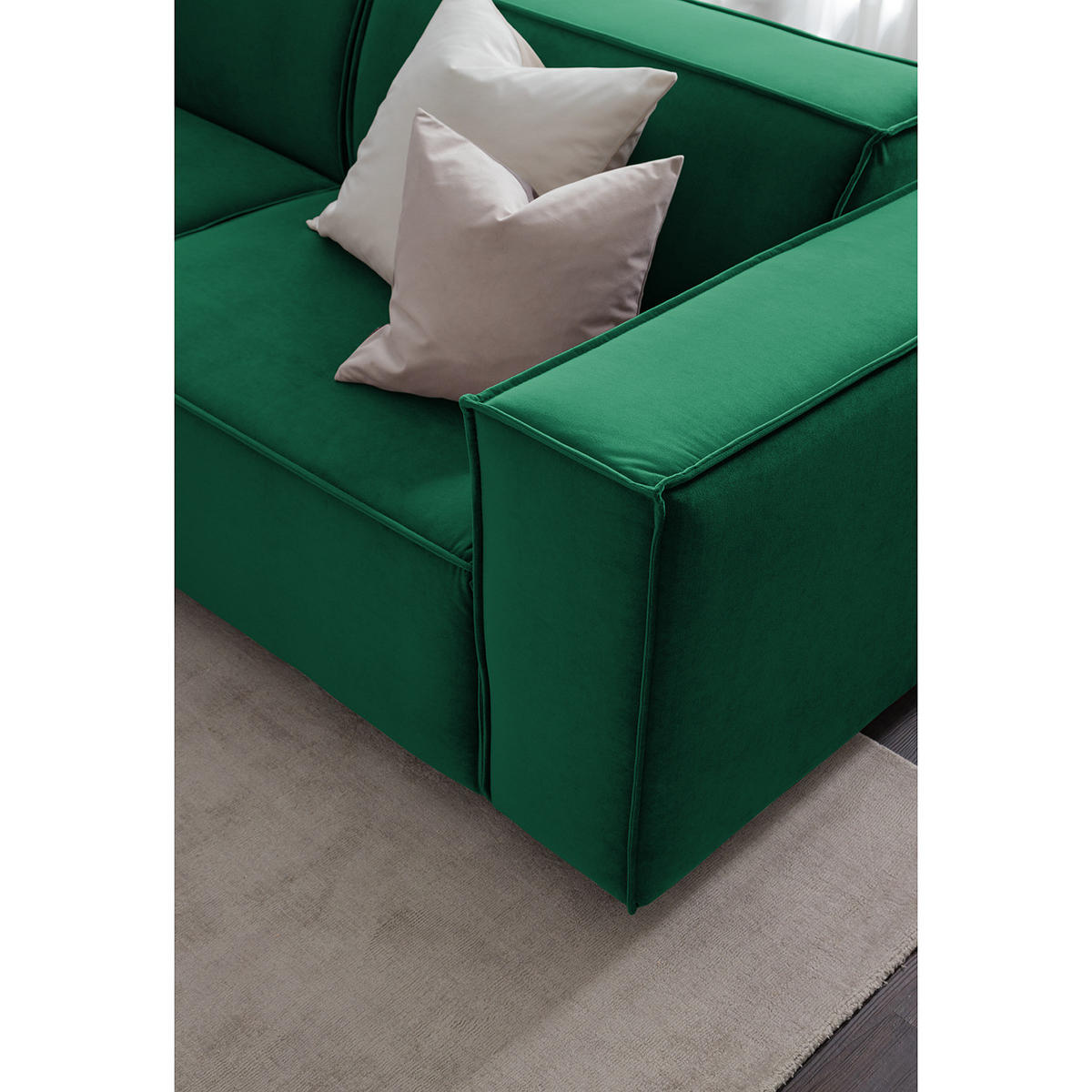 ECKSOFA mit Longchair - Dunkelgrün/Schwarz, Kunststoff/Textil (294/177cm) - home24