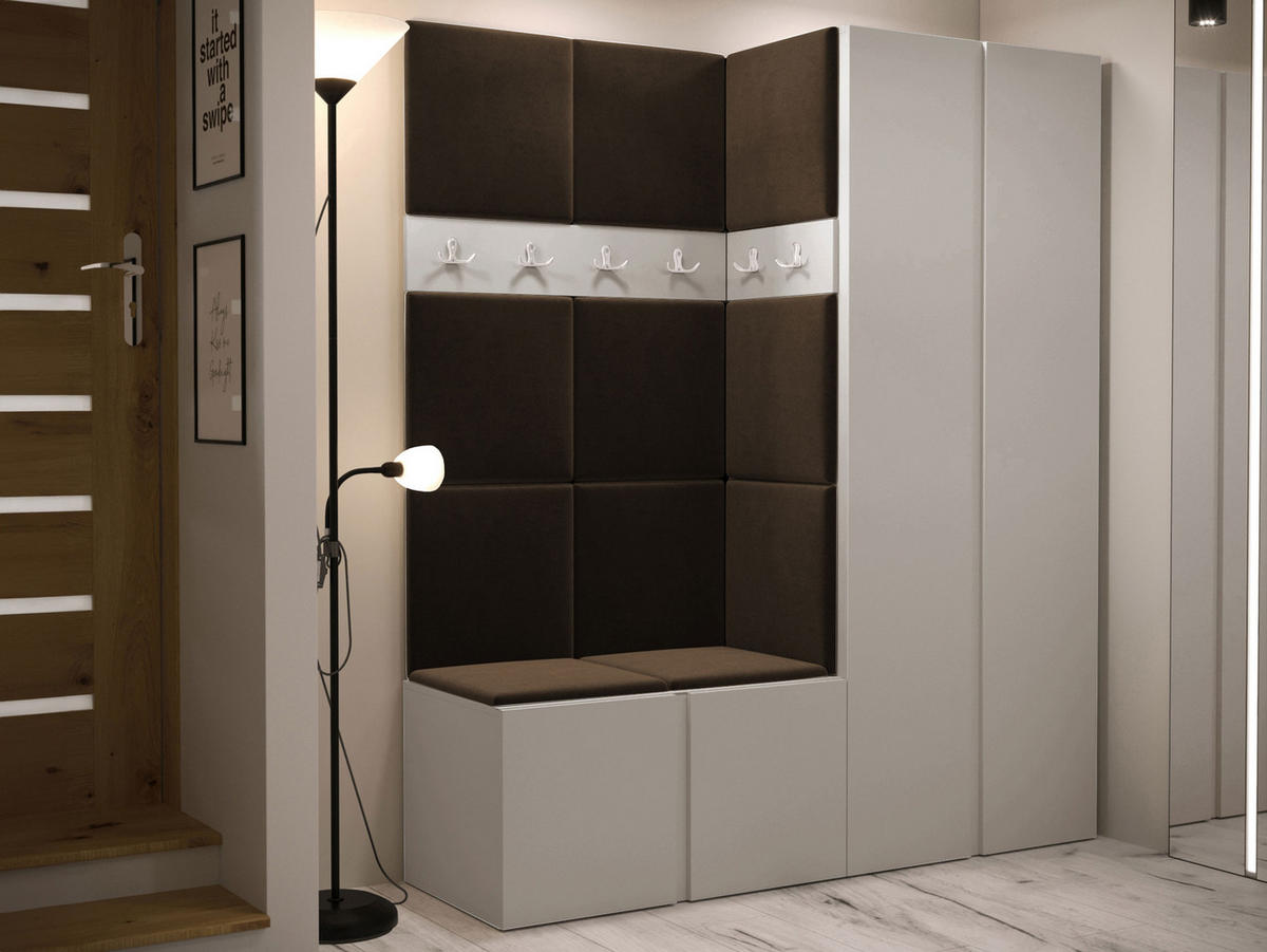 GARDEROBEN-SET Orion III - Kaschmir/Braun, Holzwerkstoff/Kunststoff (158/186/46cm) - MIRJAN24