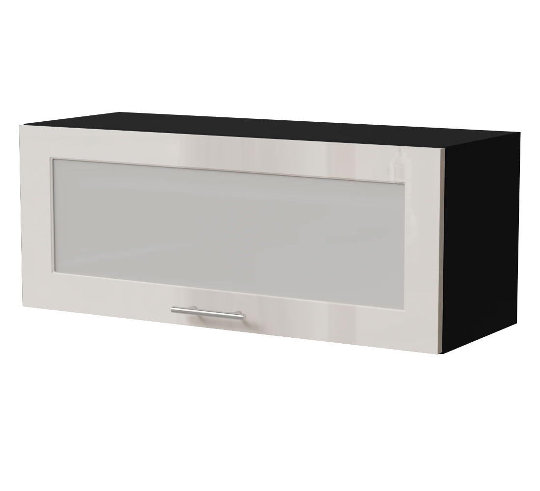 KLAPPHÄNGESCHRANK Brerra W4BS/90 WKF Schwarz / RAL 9001 creme Hochglanz 90 / 32,5 / 36cm - Creme/Schwarz, Holz/Holzwerkstoff (90/36/32.5cm) - Feldmann-Wohnen