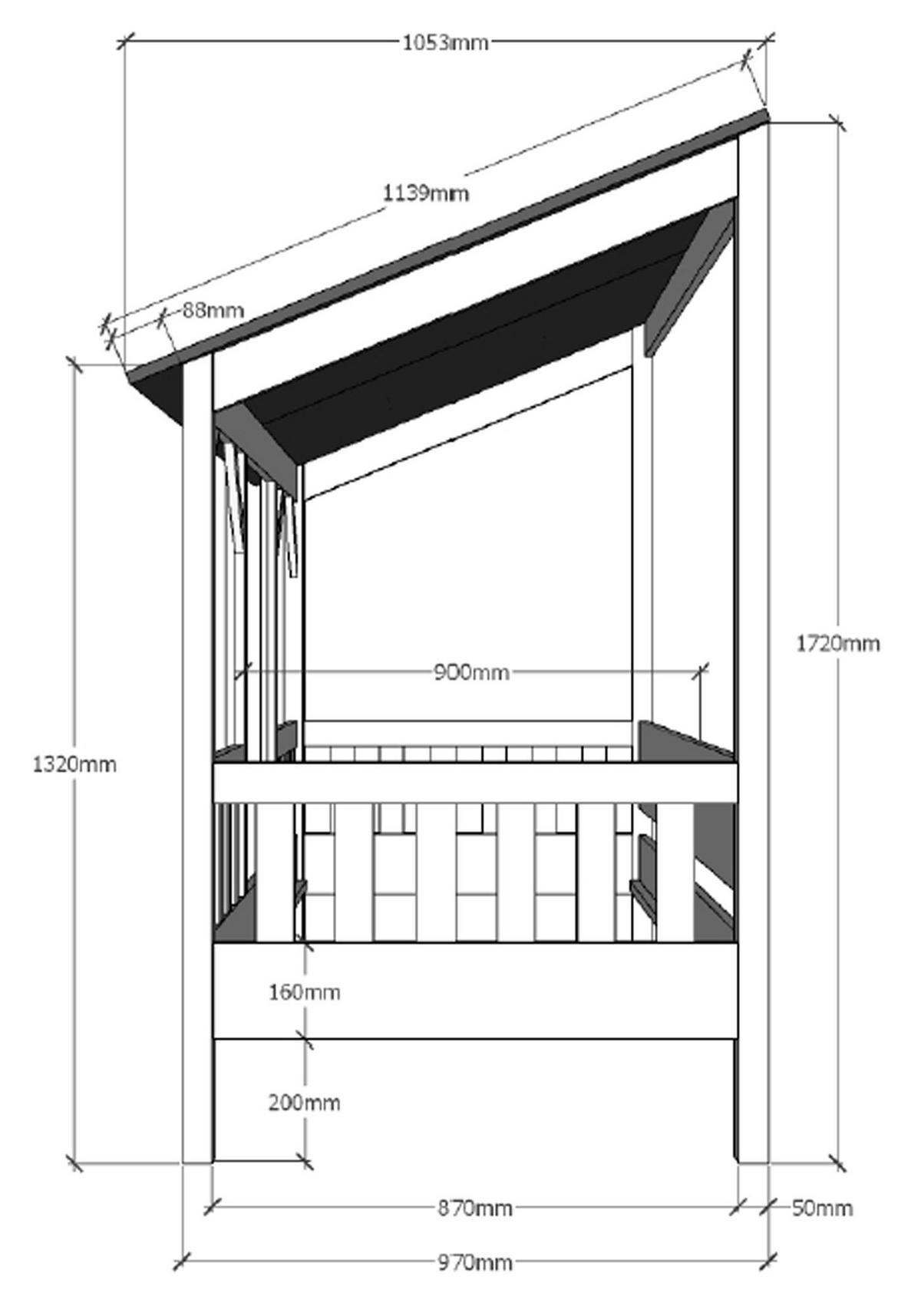 HAUSBETT Kat 214x174x105 aus MDF+Massivholz in Weiß - Weiß, Holzwerkstoff (90/200cm) - 58aufmkessel