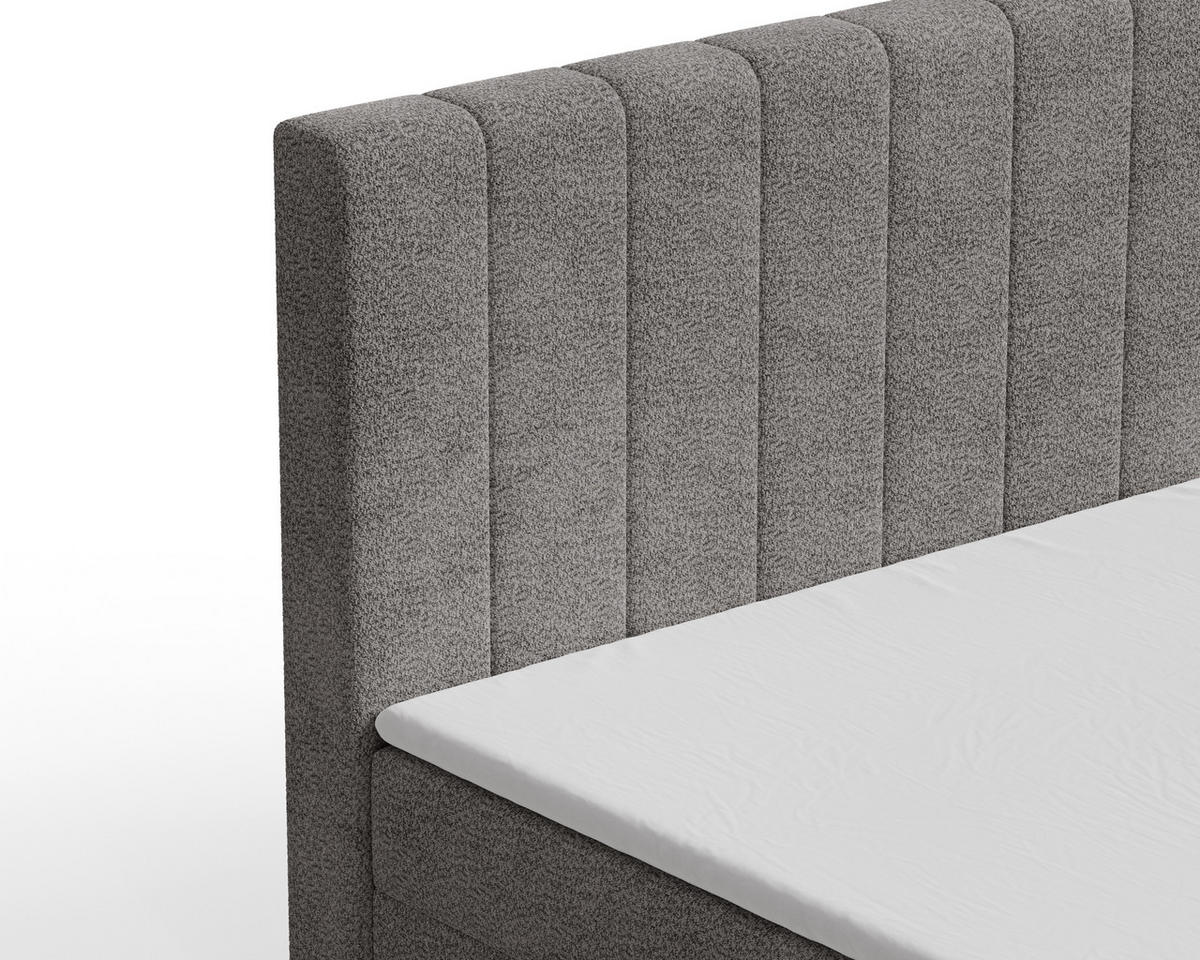 BOXBETT 01 140 x 200 cm - Arena – Stilvoll und bequem Mit Bettkasten, PU-Topper, Federmechanismus, waschbarer Bezug - Anthrazit, Holz (140/200cm) - ROYAL24_MARKT