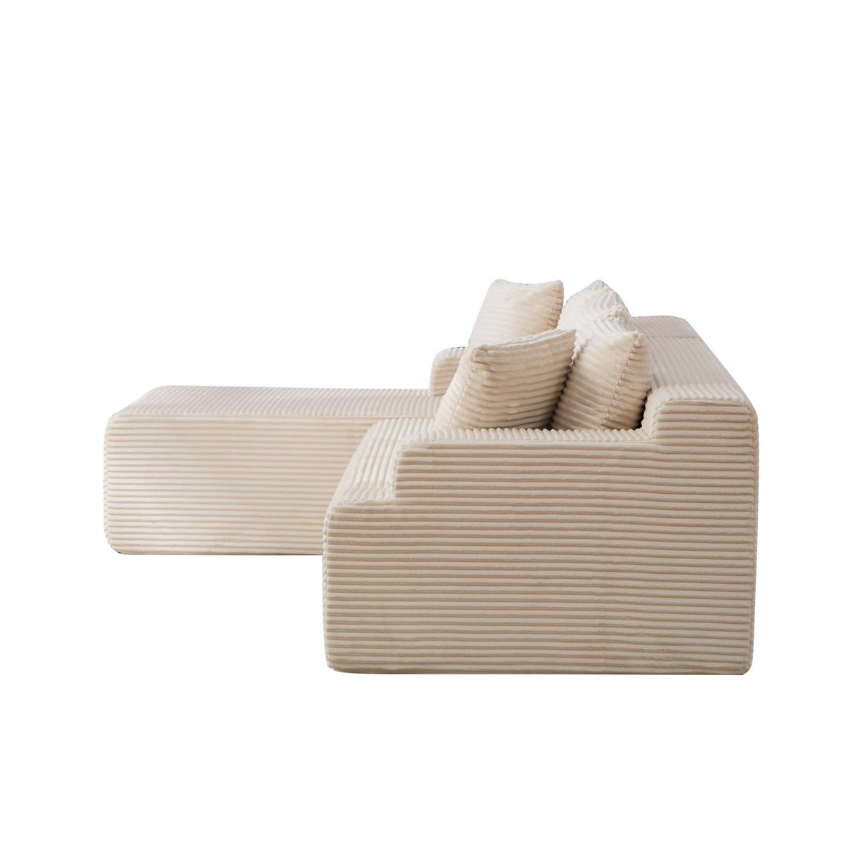 ECKSOFA 272/174/74.5 cm Beige mit 30D hochelastischem Schaumstoff und rutschfestem Boden - Beige, Textil (174/74.5/272cm) - Oxeza