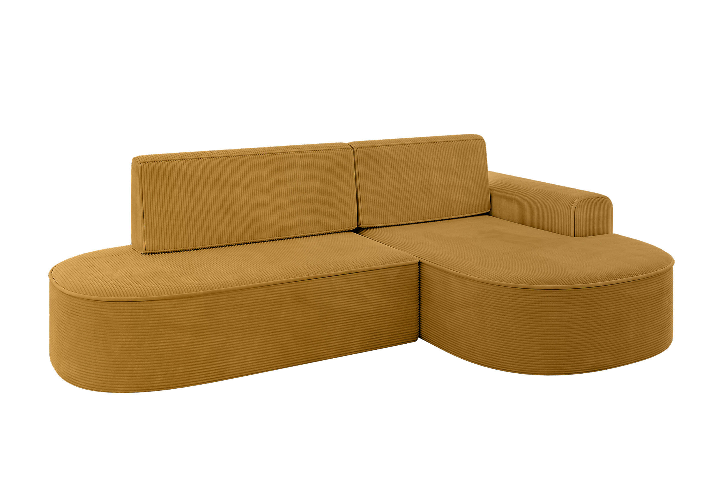 ECKSOFA mit Schlaffunktion und Bettkasten Ottomane Rechts MARI-L1-S - 283x167x85 cm Senfgelb Cord - Gelb/Schwarz, Holzwerkstoff/Kunststoff (167/283cm) - ALTDECOR
