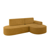 ECKSOFA mit Schlaffunktion und Bettkasten Ottomane Rechts MARI-L1-S - 283x167x85 cm Senfgelb Cord - Gelb/Schwarz, Holzwerkstoff/Kunststoff (167/283cm) - ALTDECOR