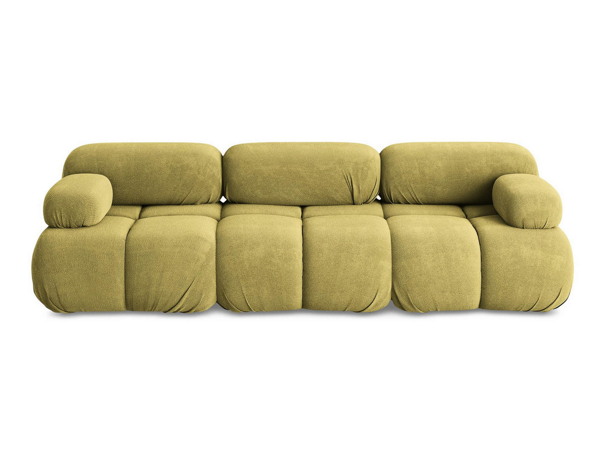 3-SITZER SOFA Chenille Stoff Grün - Limette/Schwarz, Kunststoff/Textil (285/70/96cm) - Makamii