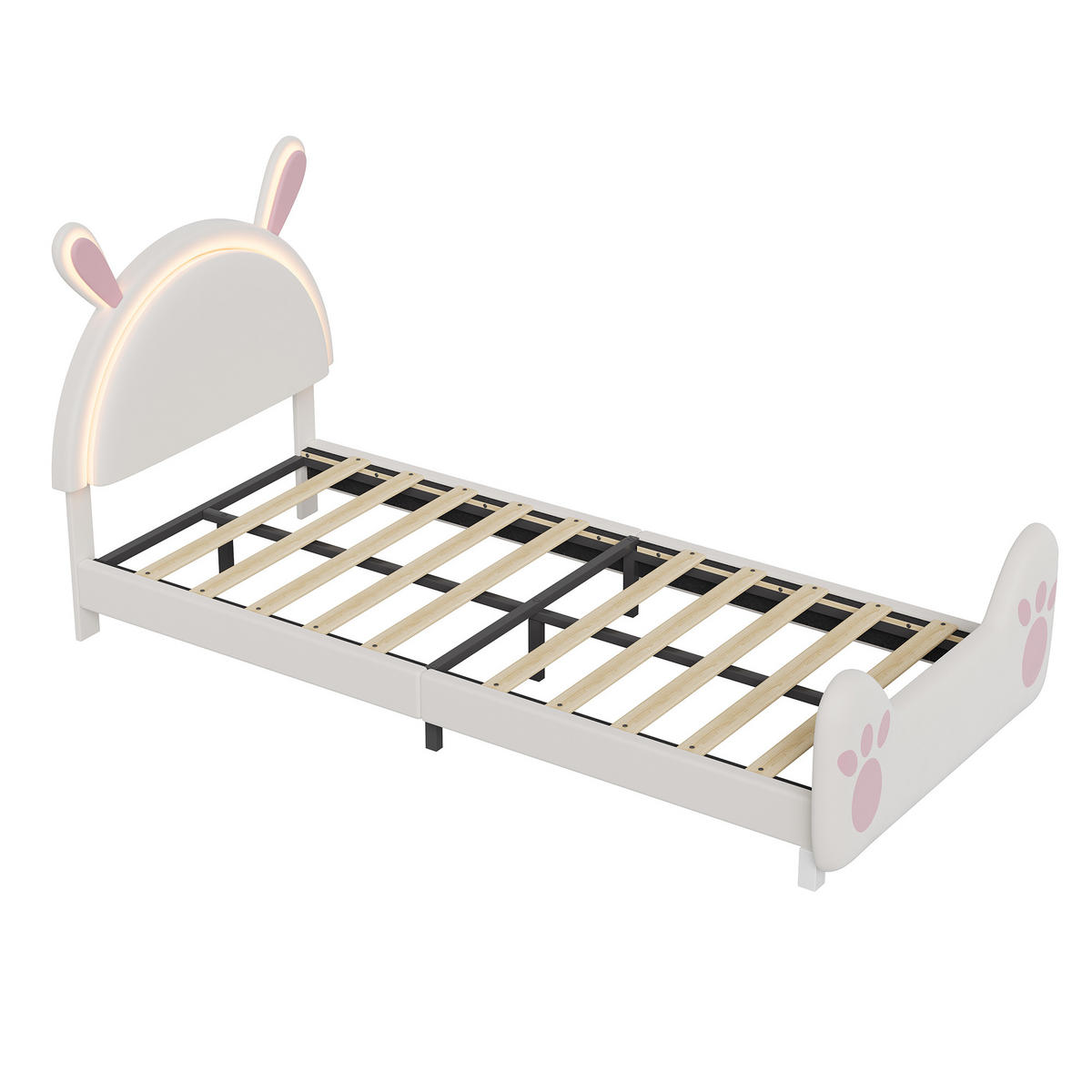 POLSTERBETT 90/200 cm mit LED-Beleuchtung im Hase Design - Pink, Holz (90/200cm) - SHOPENTRA