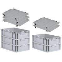 EUROBOX 5x Nextgen Economy Mit Auflagedeckel Grau/Schwarz Griffe Geschlossen - Schwarz, Kunststoff (40/17/60cm) - PROREGAL