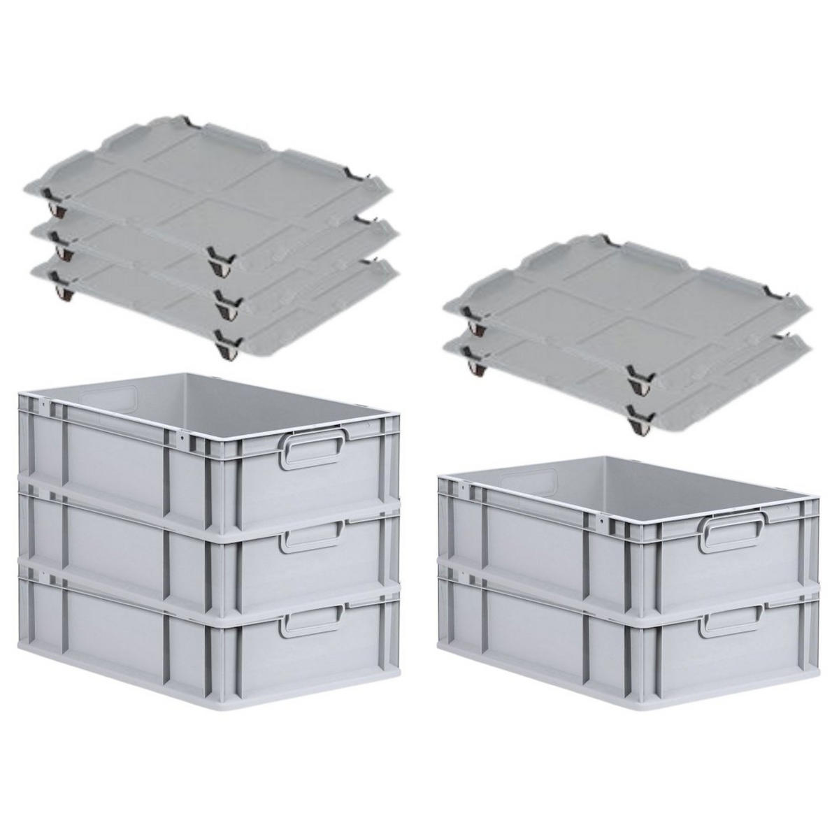 EUROBOX 5x Nextgen Economy Mit Auflagedeckel Grau/Schwarz Griffe Geschlossen - Schwarz, Kunststoff (40/17/60cm) - PROREGAL