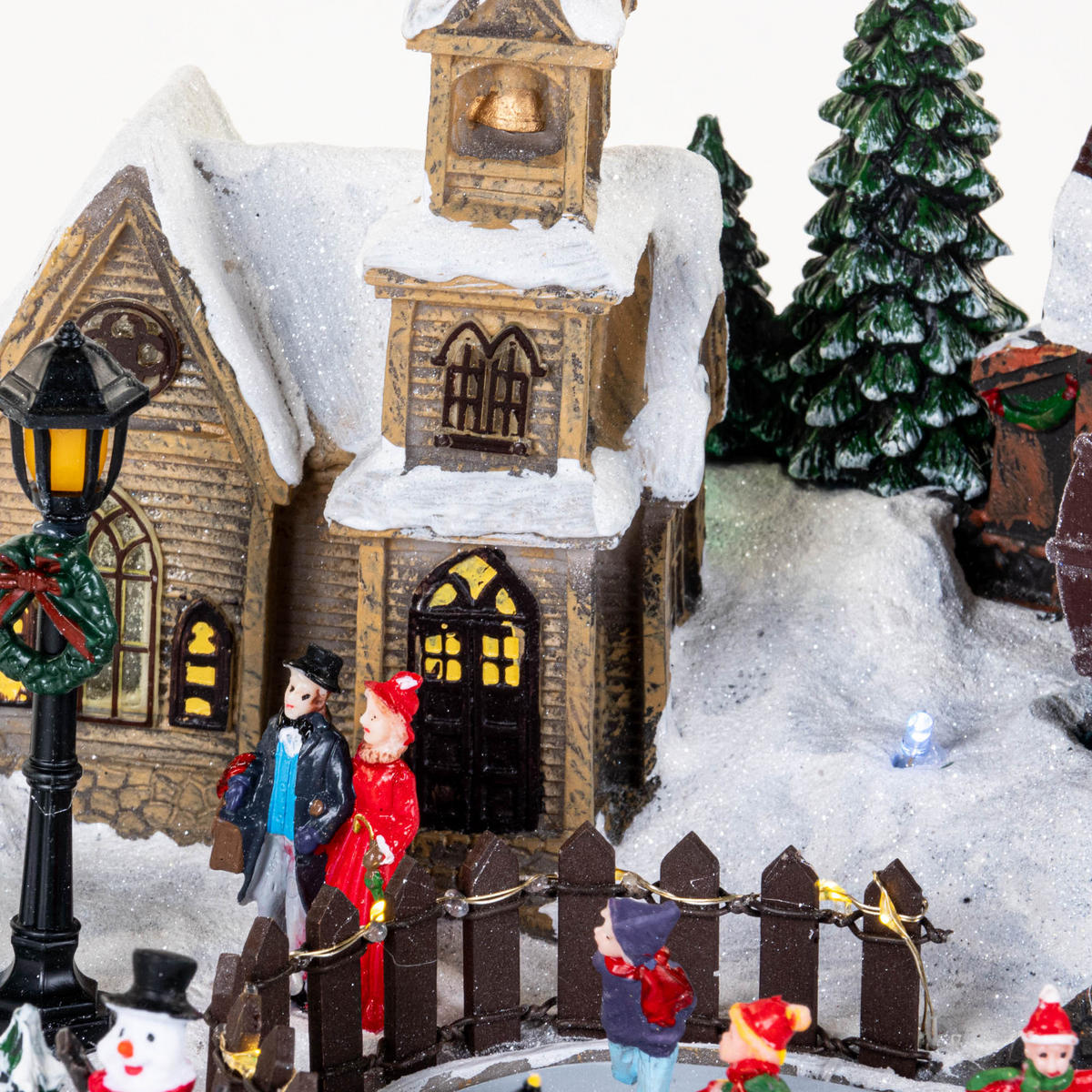 WEIHNACHTSDORF mit beweglicher Windmühle 38/27,5/33 cm - Multicolor, Kunststoff (27.5/33/38cm) - Fééric Lights and Christmas