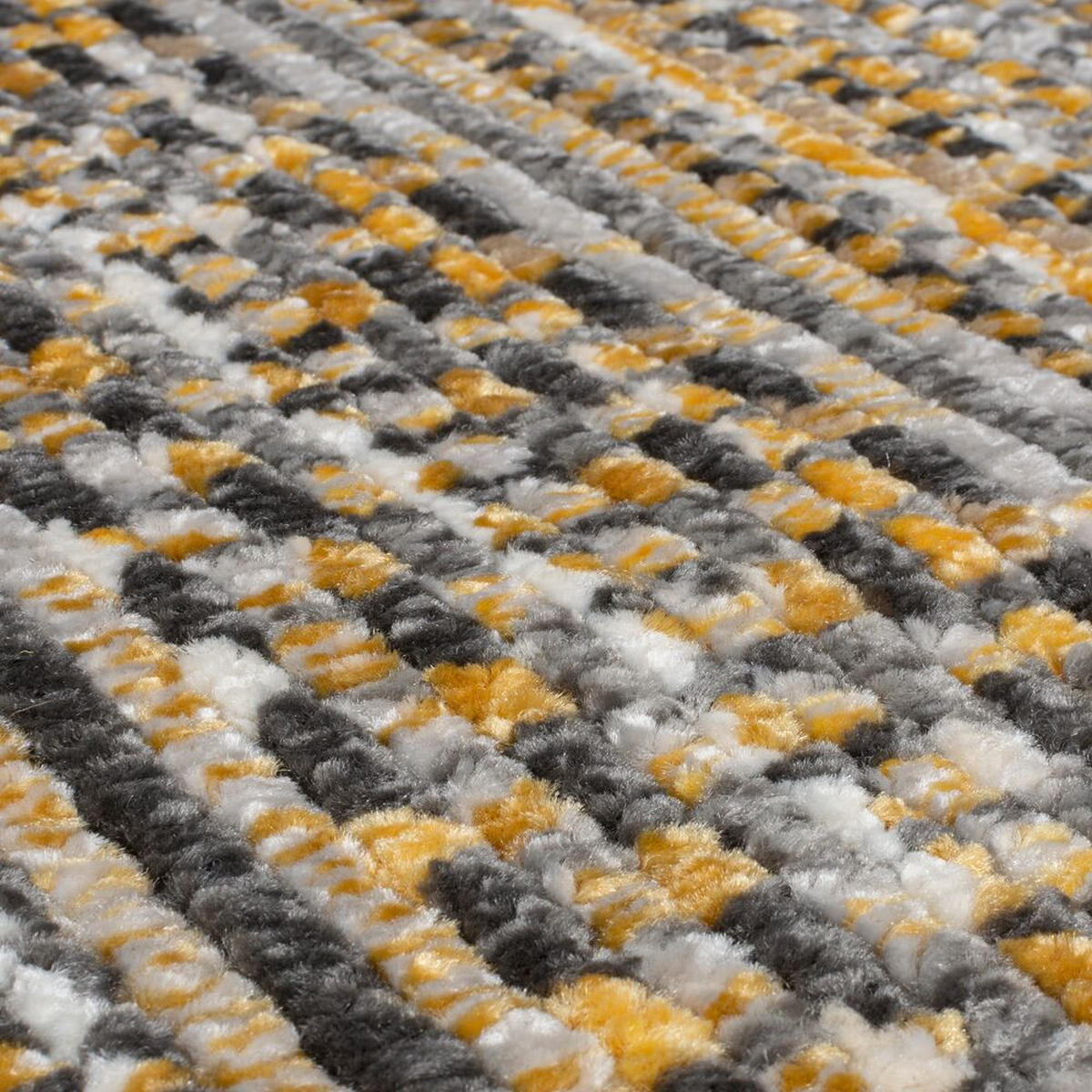 TEPPICH Streifen-Design, strapazierfähig PERRAN, Senfgelb 140x140 cm - Currygelb, Textil (140/140cm) - KADIMA DESIGN