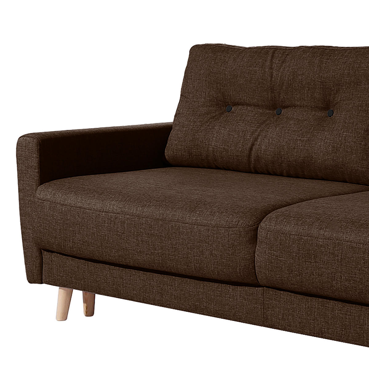 3-SITZER SOFA - Hellbraun/Dunkelbraun, Textil (220/90/90cm) - home24