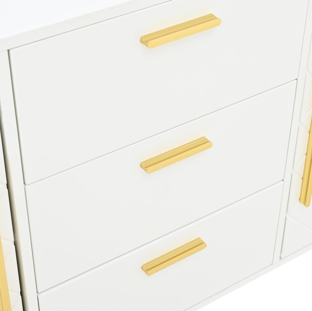 SIDEBOARD mit 3 Schubladen 2 Türen MDF Weiß - Weiß, Holzwerkstoff (145/75/40cm) - Meubliv