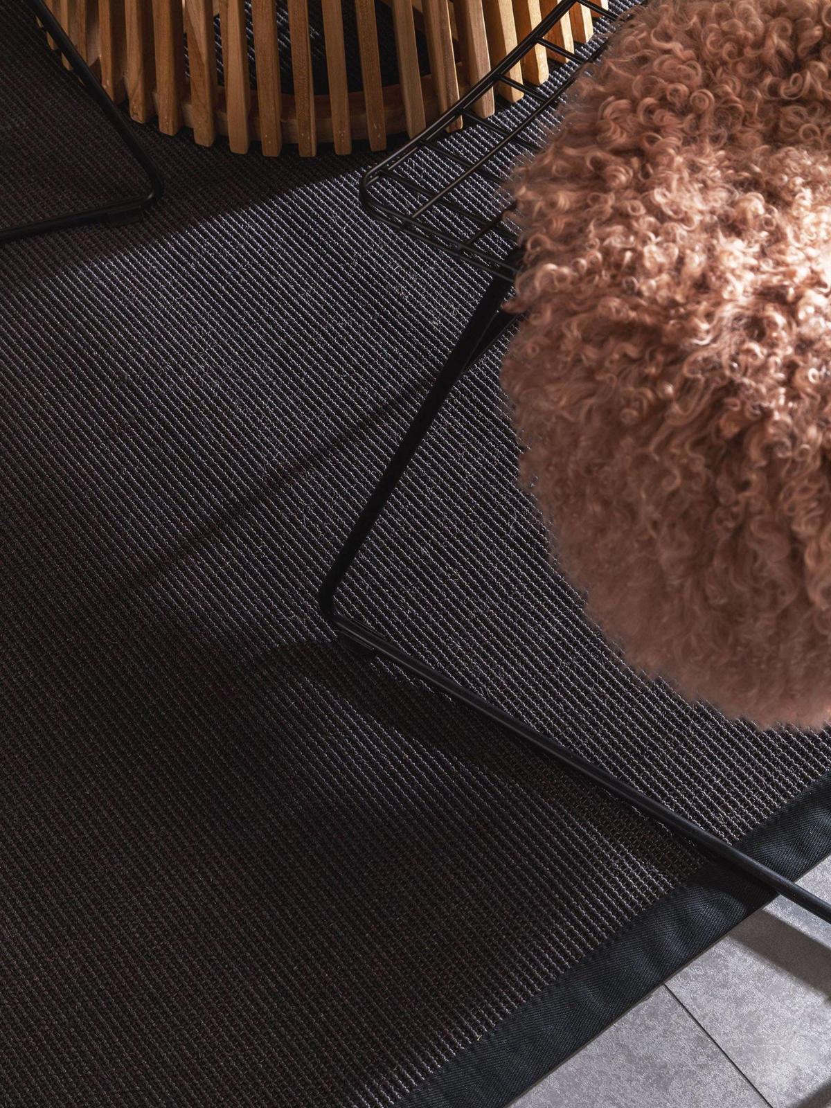 SISAL koberec Sana Černá 160x230 cm - černá, přírodní materiály/umělá hmota (160/1cm) - KUNSTLOFT
