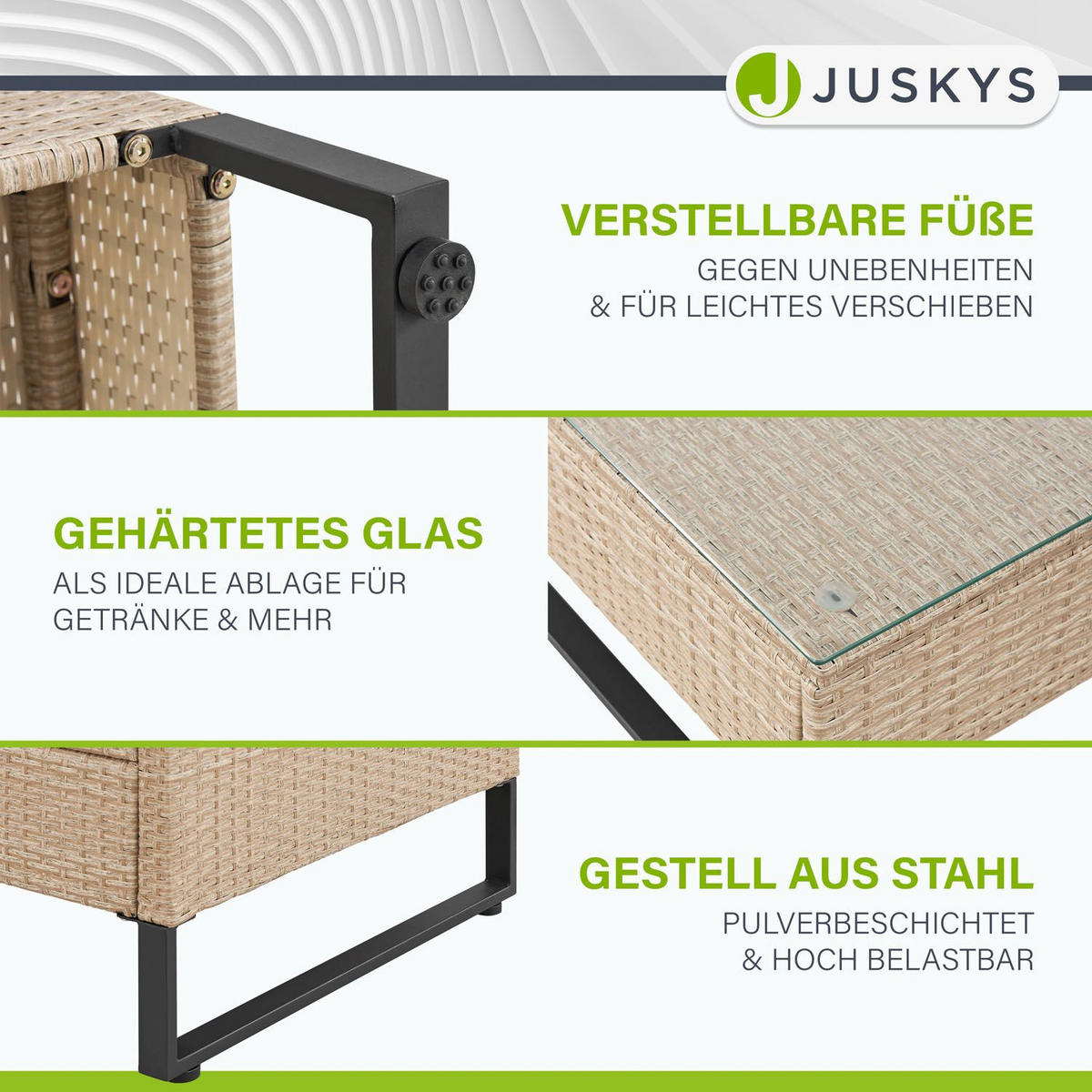 LOUNGEGARNITUR Santorini creme / sand - Beige, Kunststoff - Juskys