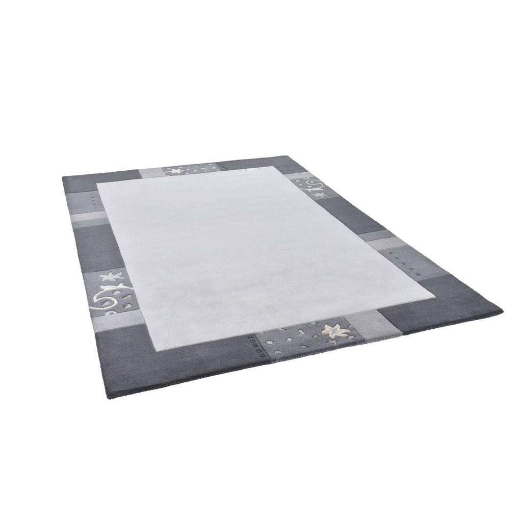 Thumbnail - Theko Handtuftteppich, Silber, Textil, Grafikmuster, Rechteckig, 240x300 cm, antistatisch, Teppiche & Böden, Teppiche, H...