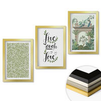 WANDBILDER 3er Set - 20x30 cm Goldrahmen - Grüne Blätter von Pflanzenarchitektur - Goldfarben, Kunststoff (20/30cm) - ArtPrintCave
