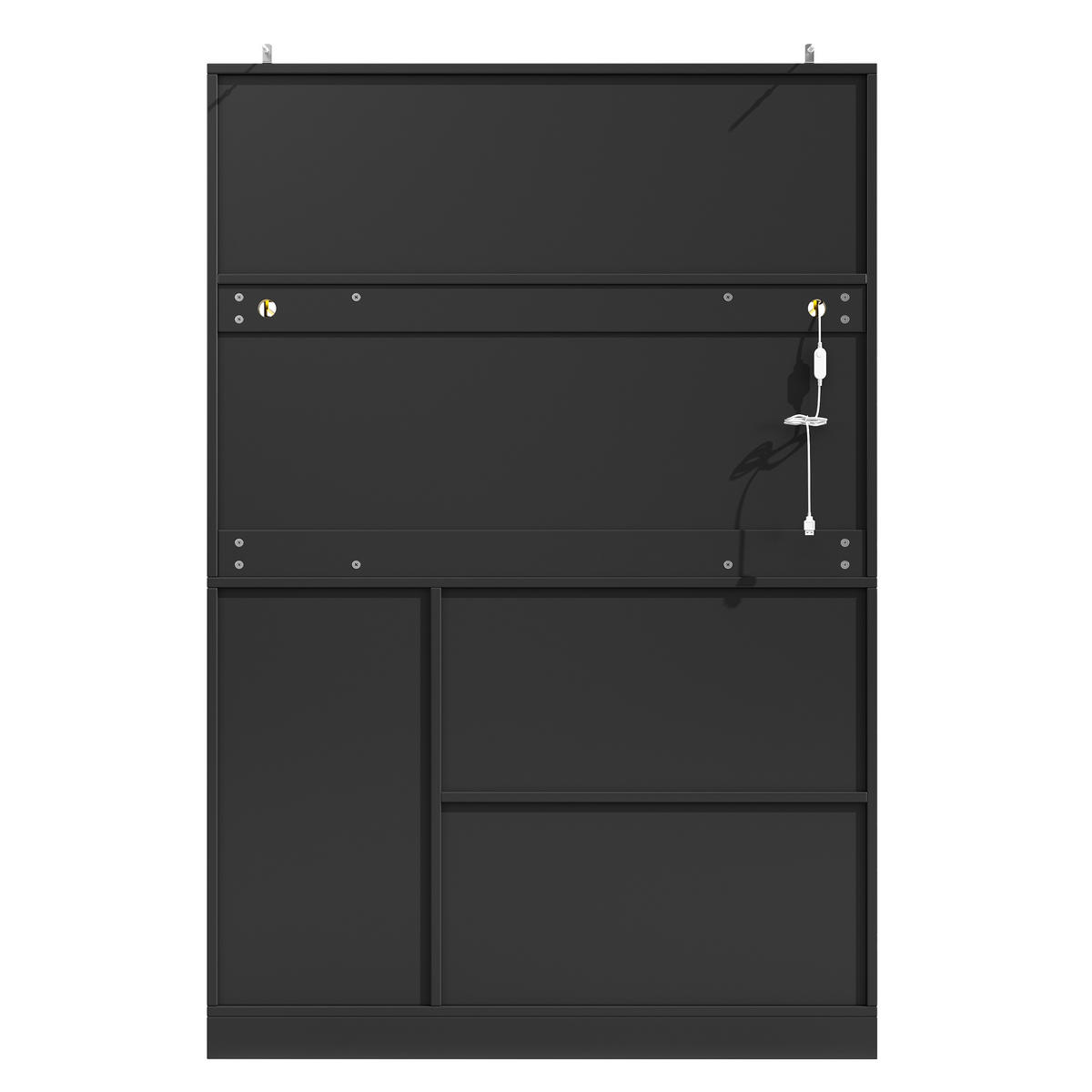 KÜCHENSCHRANK 120x40x188Cm LED 4 Türen Landhausstil - Schwarz, Holzwerkstoff (120/188/40cm) - FLIEKS