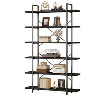 STANDREGAL Industrial Holzoptik Metall 6 Fächer 120 x 32 x 215,5 cm - Schwarz, Holzwerkstoff/Metall (122/215.5/32cm) - Quality Elegance