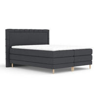 BOXSPRINGBETT Rimini Schwarz 200/200 cm mit Matratze und Topper - Schwarz/Naturfarben, Holz/Holzwerkstoff (200/200cm) - Maison de Reve
