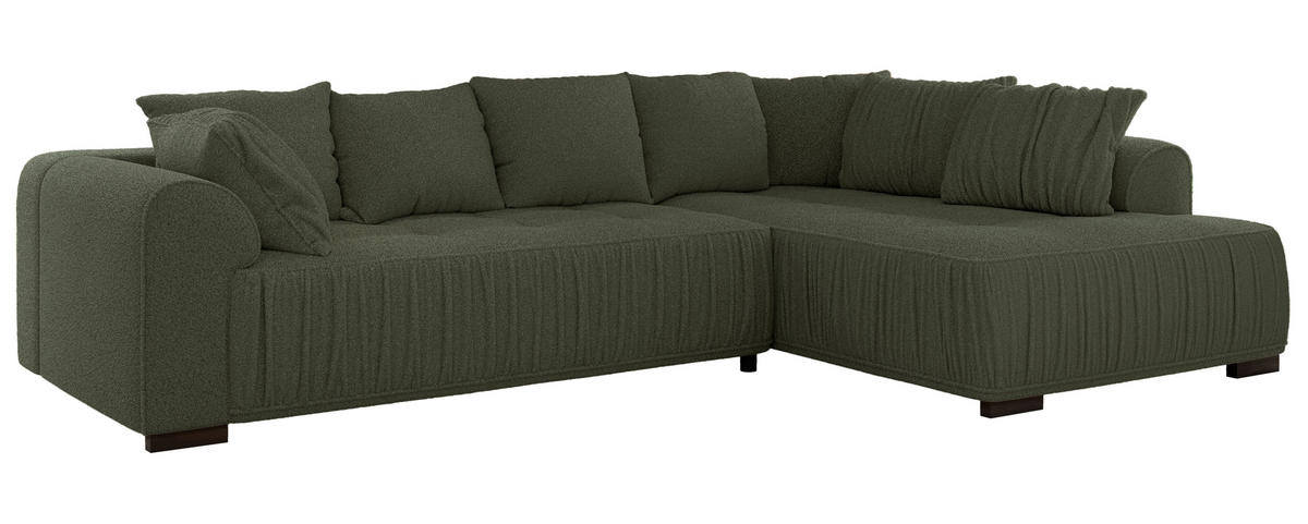 ECKSOFA ORTA Grün Boucle - Rechts - Schwarz/Grün, Textil (200/325cm) - MKS