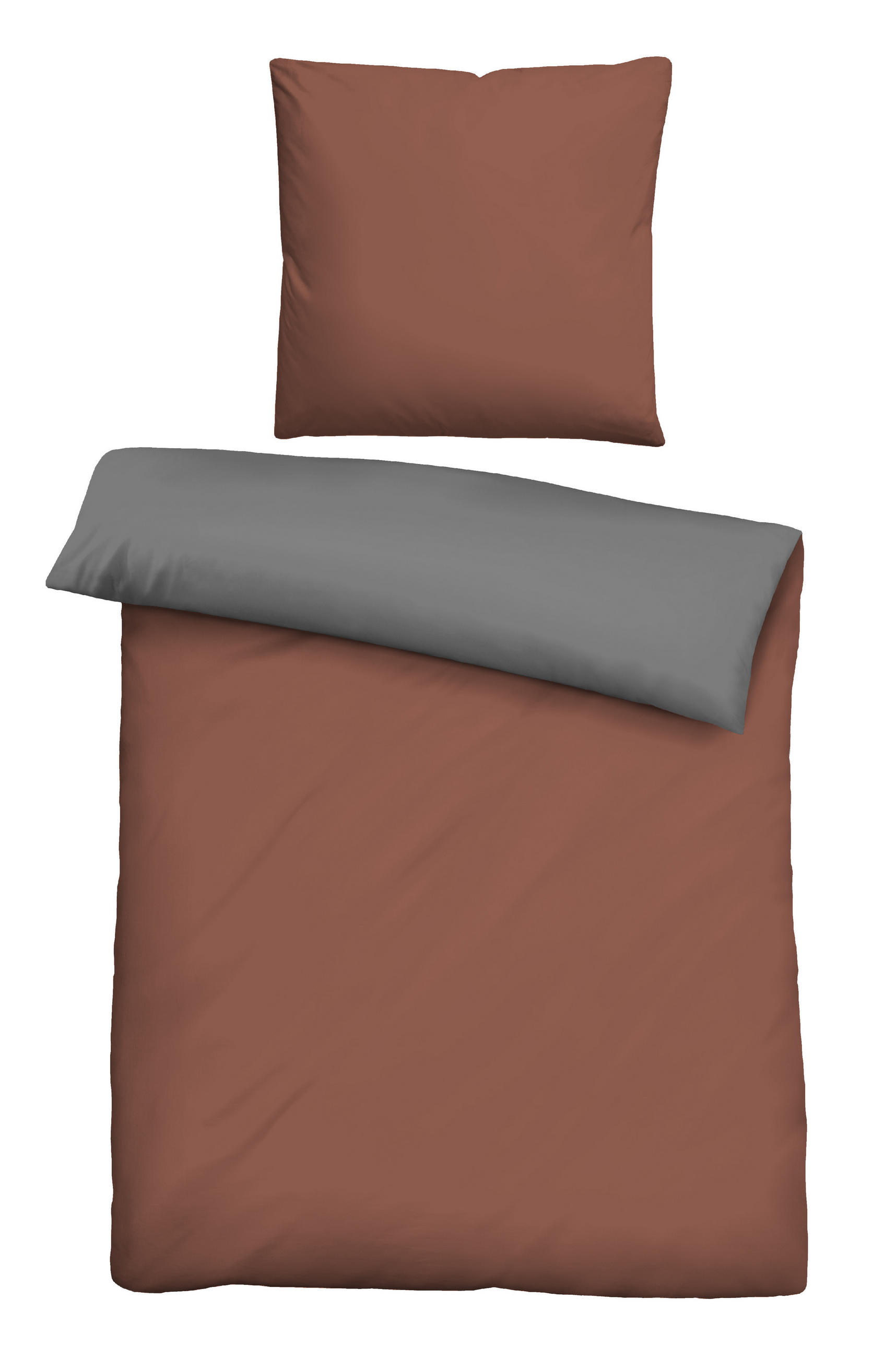 BETTWÄSCHE-GARNITUR Linon UNI kardinal, 155x220 cm + 80x80 cm - Dunkelrot, Textil (155/220cm) - biberna