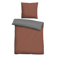 BETTWÄSCHE-GARNITUR Linon UNI kardinal, 155x220 cm + 80x80 cm - Dunkelrot, Textil (155/220cm) - biberna