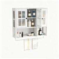 KÜCHENSCHRANK WANDMONTAGE 3 Türen Handtuchhalter Holz Weiß 88/82,5/26 cm - Weiß, Kunststoff (26/82.5/88cm) - Rolipo