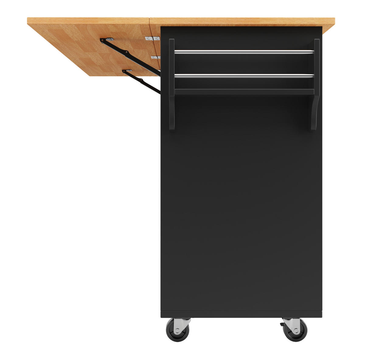 KÜCHENINSEL 122x74.5x91.5cm Schwarz mit 8 Schubladen & 5 Rollen - Schwarz, Holzwerkstoff (122/91.5/74.5cm) - Modfu