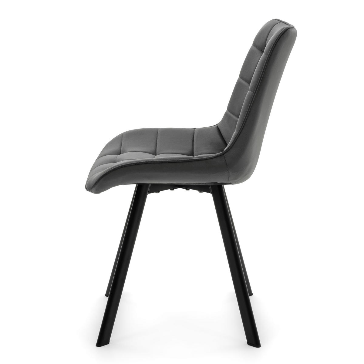 STUHL TORI gepolsterter mit Steppung - grau - Samt Velour - Schwarz/Grau, Textil/Metall (53/86/60cm) - NEW HOME