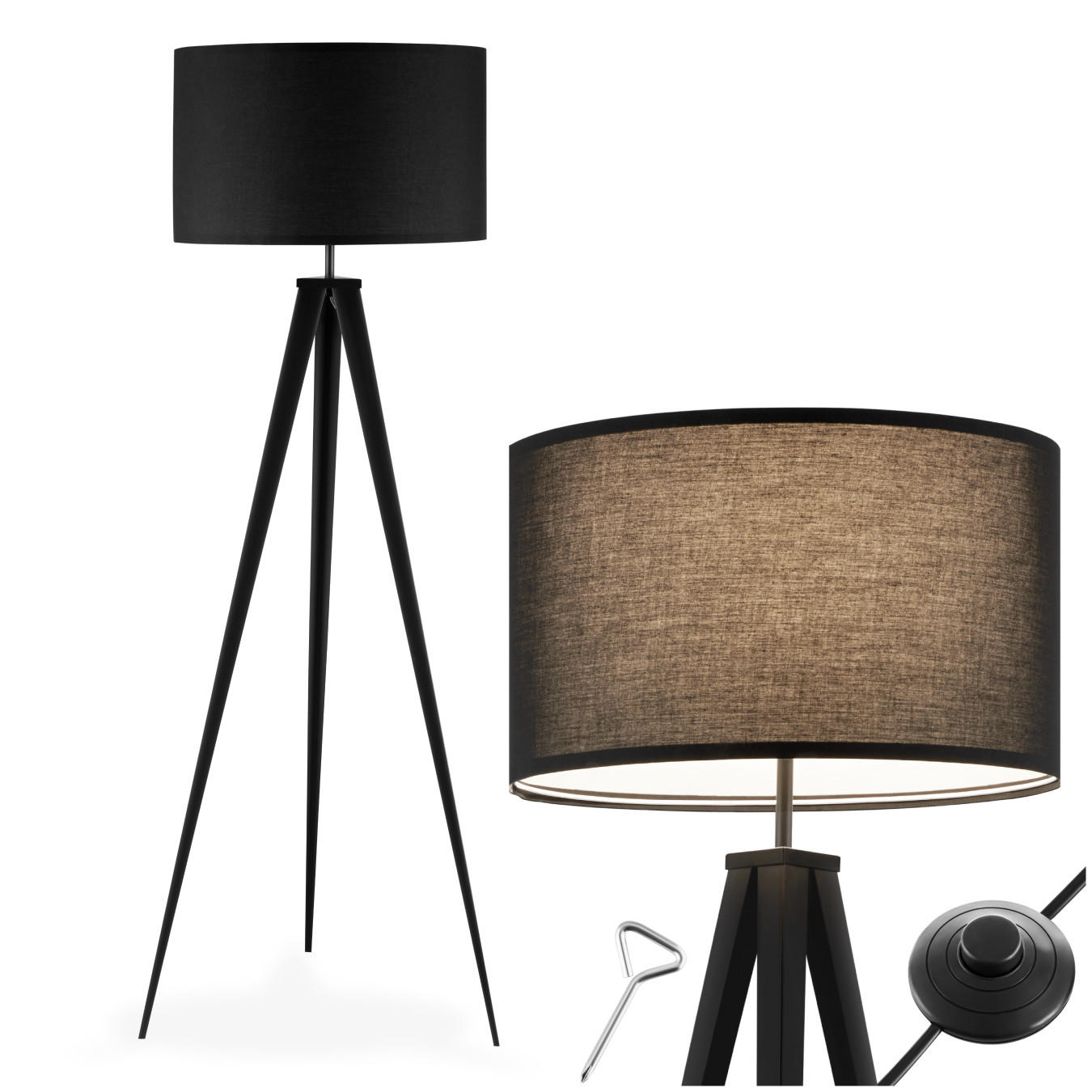 STEHLEUCHTE Lunaris,57 x 57 x 158 cm ,schwarz - Schwarz, Kunststoff (57/57/158cm) - tectake