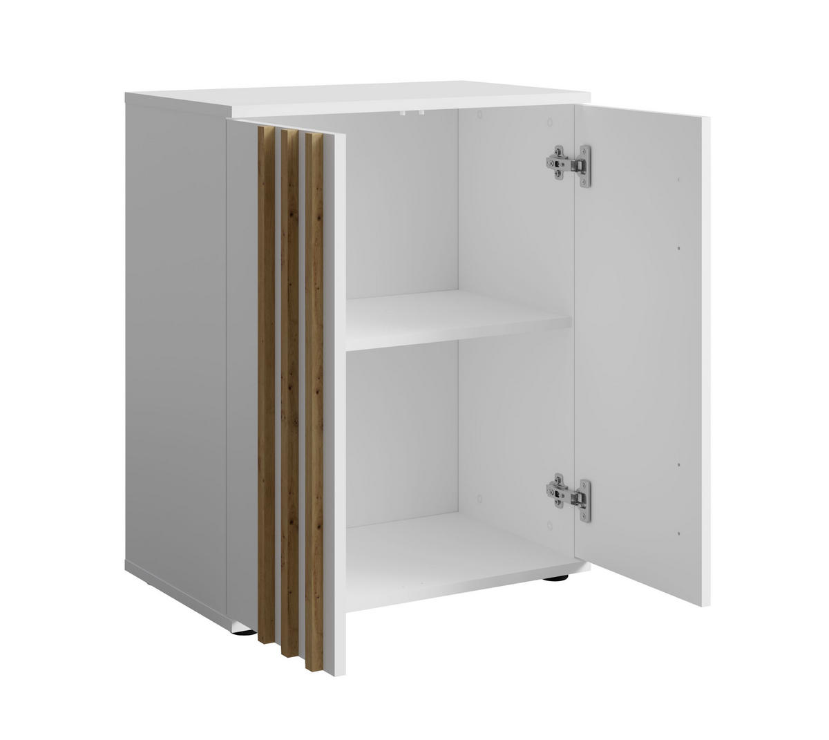 SIDEBOARD Turell 2D Weiß 60/73/35 cm – Kommode Schmal mit Lamellen - Weiß, Holzwerkstoff/Kunststoff (60/73/35cm) - AX Living