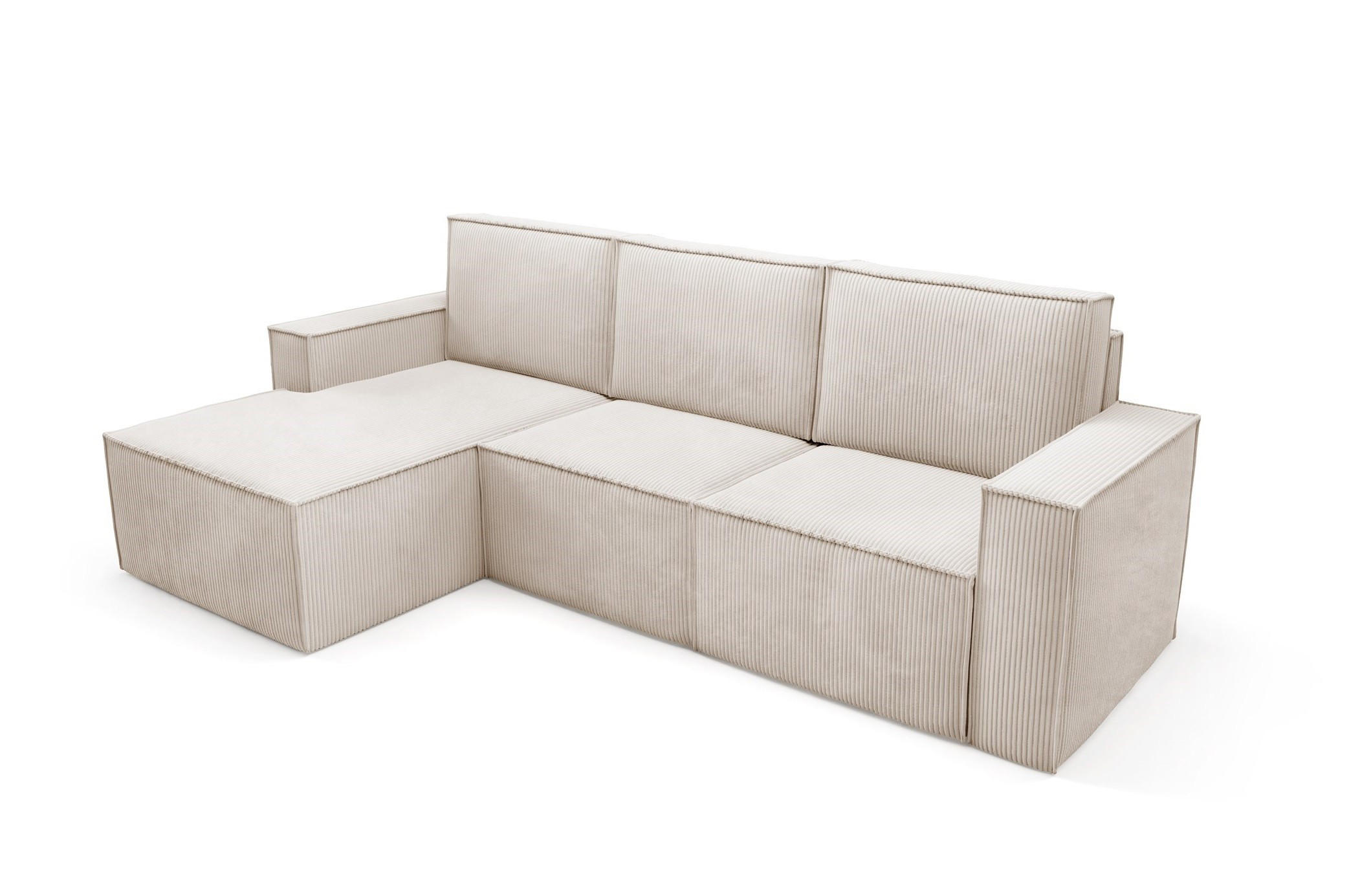 ECKSOFA Orto Beige, Dreisitzer Kordecksofa linke seite - Beige, Holzwerkstoff/Textil (180/142cm) - Bettso