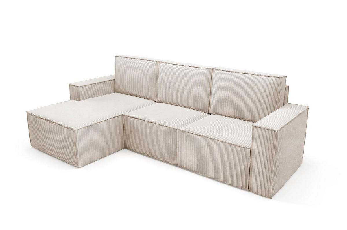 ECKSOFA Orto Beige, Dreisitzer Kordecksofa linke seite - Beige, Holzwerkstoff/Textil (180/142cm) - Bettso