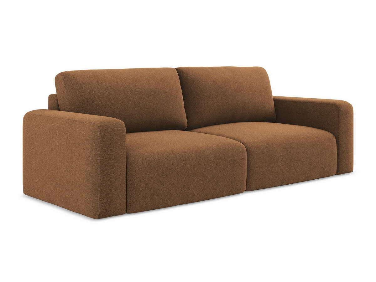 3-SITZER SOFA mit Schlaffunktion Strukturstoff Stoff Orange - Beige/Terra cotta, Kunststoff/Textil (244/79/102cm) - Makamii
