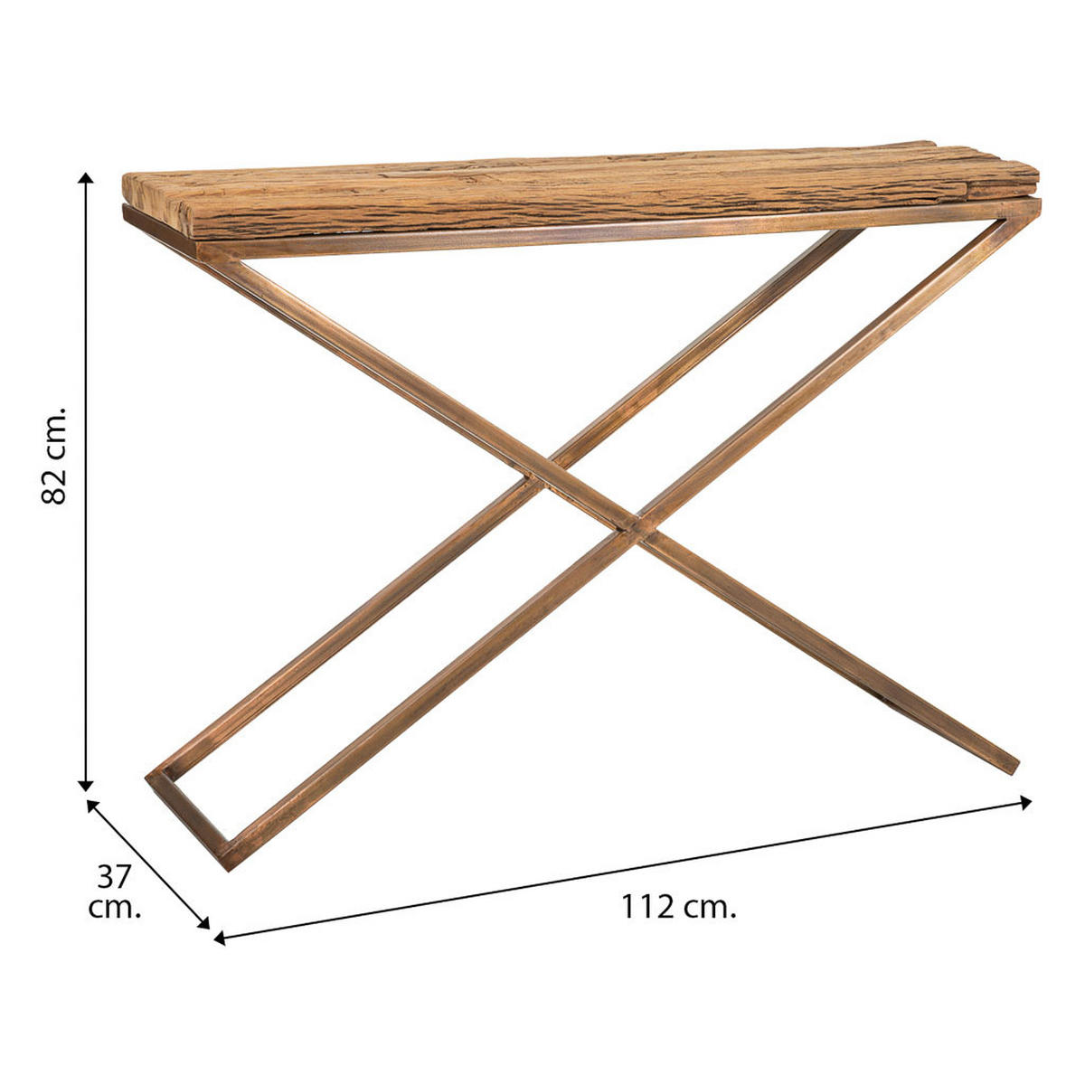 KONSOLE aus Holz und Metall 112x37x82 cm - Kupferfarben, Metall (82/112/37cm) - Wanderlust