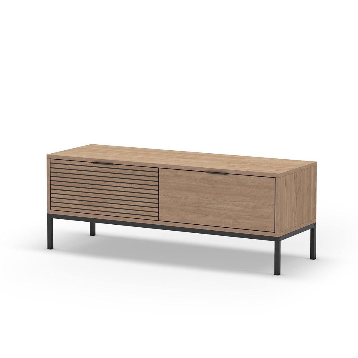 TV-MÖBEL mit 2 Schubladen und Metallfüßen Ariel - L120 cm - Beige, Holzwerkstoff (40/55/120cm) - Calicosy