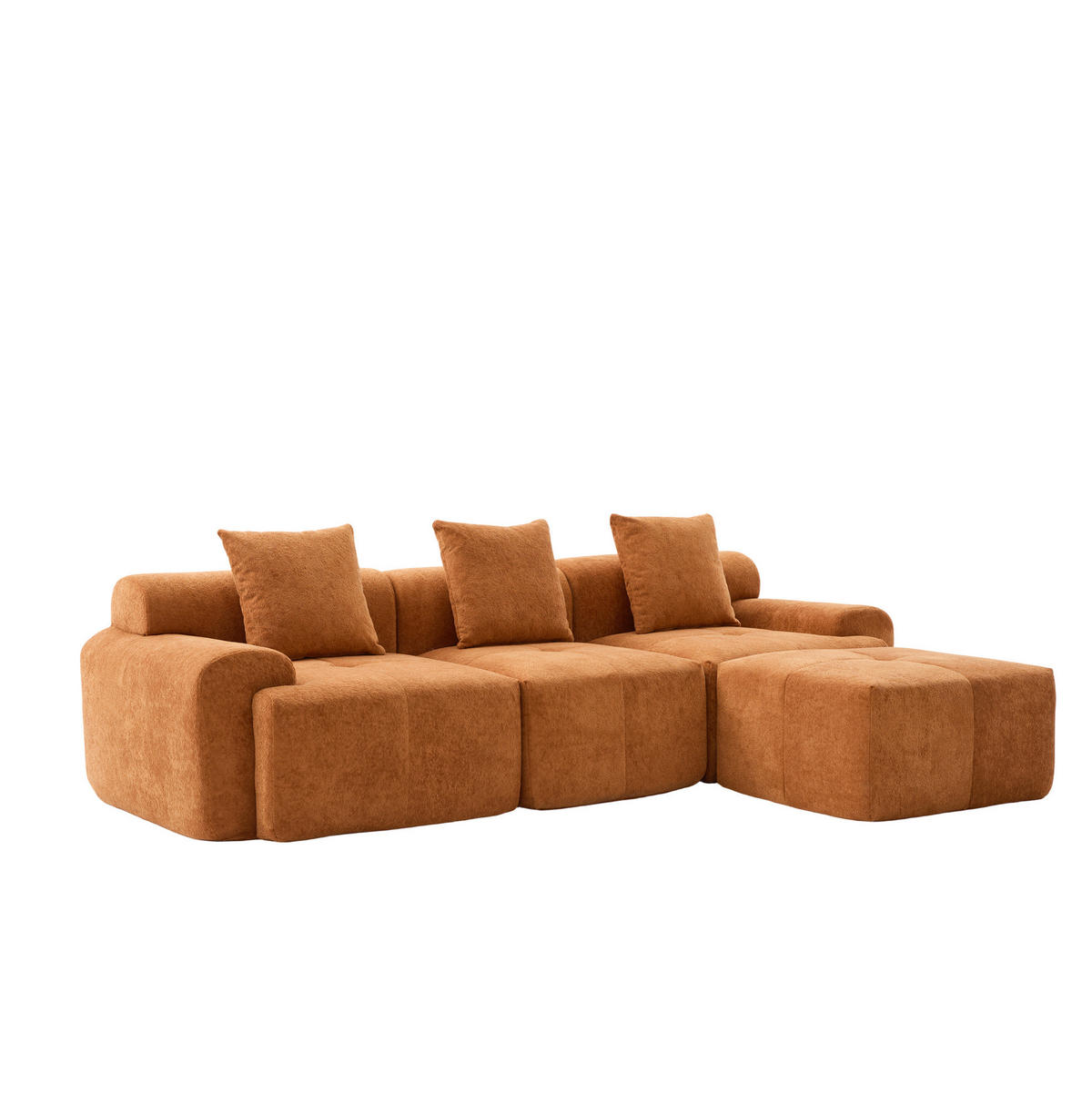 ECKSOFA 97/100/68 cm Orange aus Kordstoff mit Memory-Schaum - Orange, Textil (100/97cm) - OKMYHOME