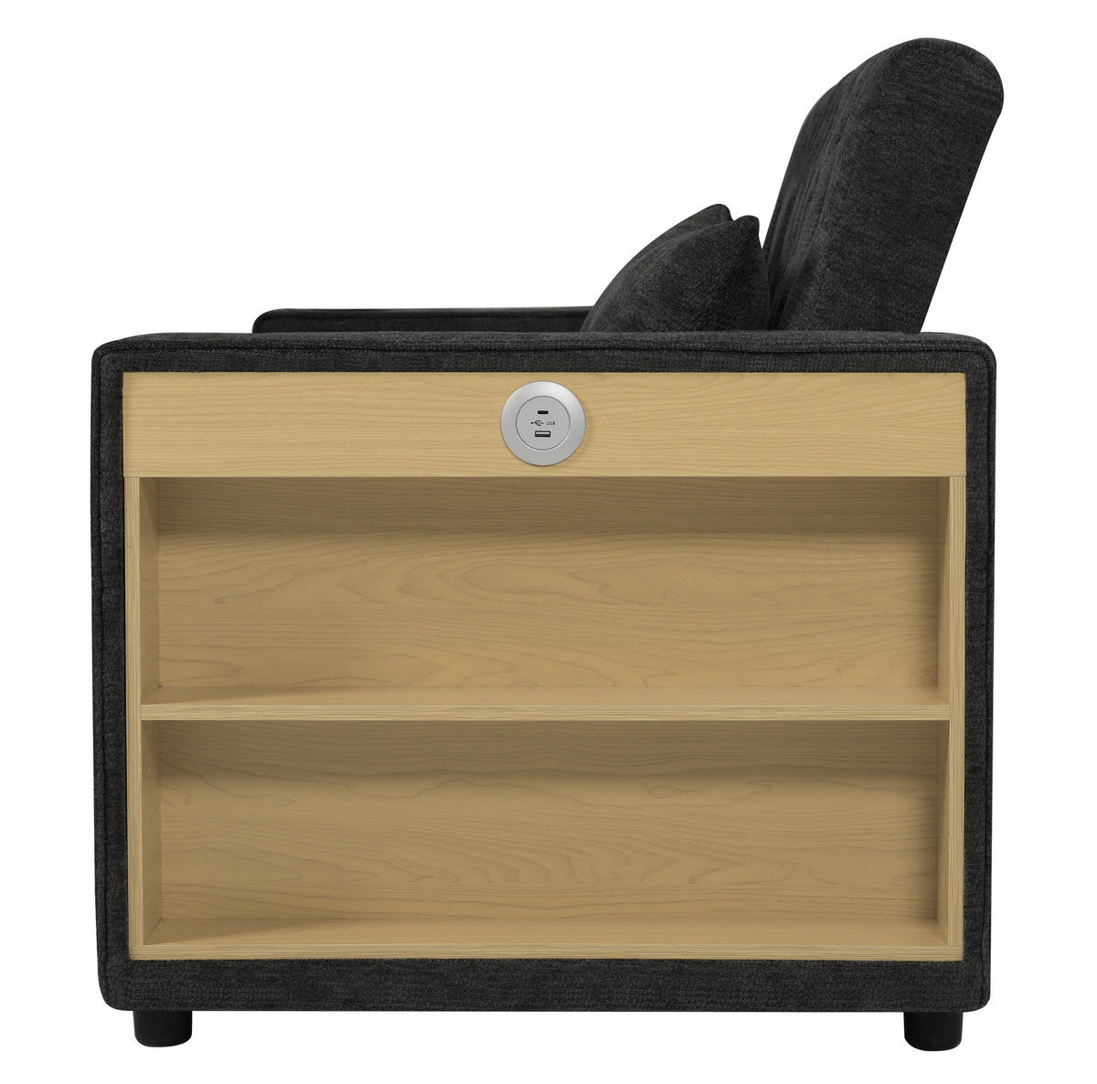 2-SITZER 140/137/84 cm Grau aus Chenille mit Schlaffunktion und USB-Ladeanschluss - Grau, Textil (137/84/140cm) - OKMYHOME