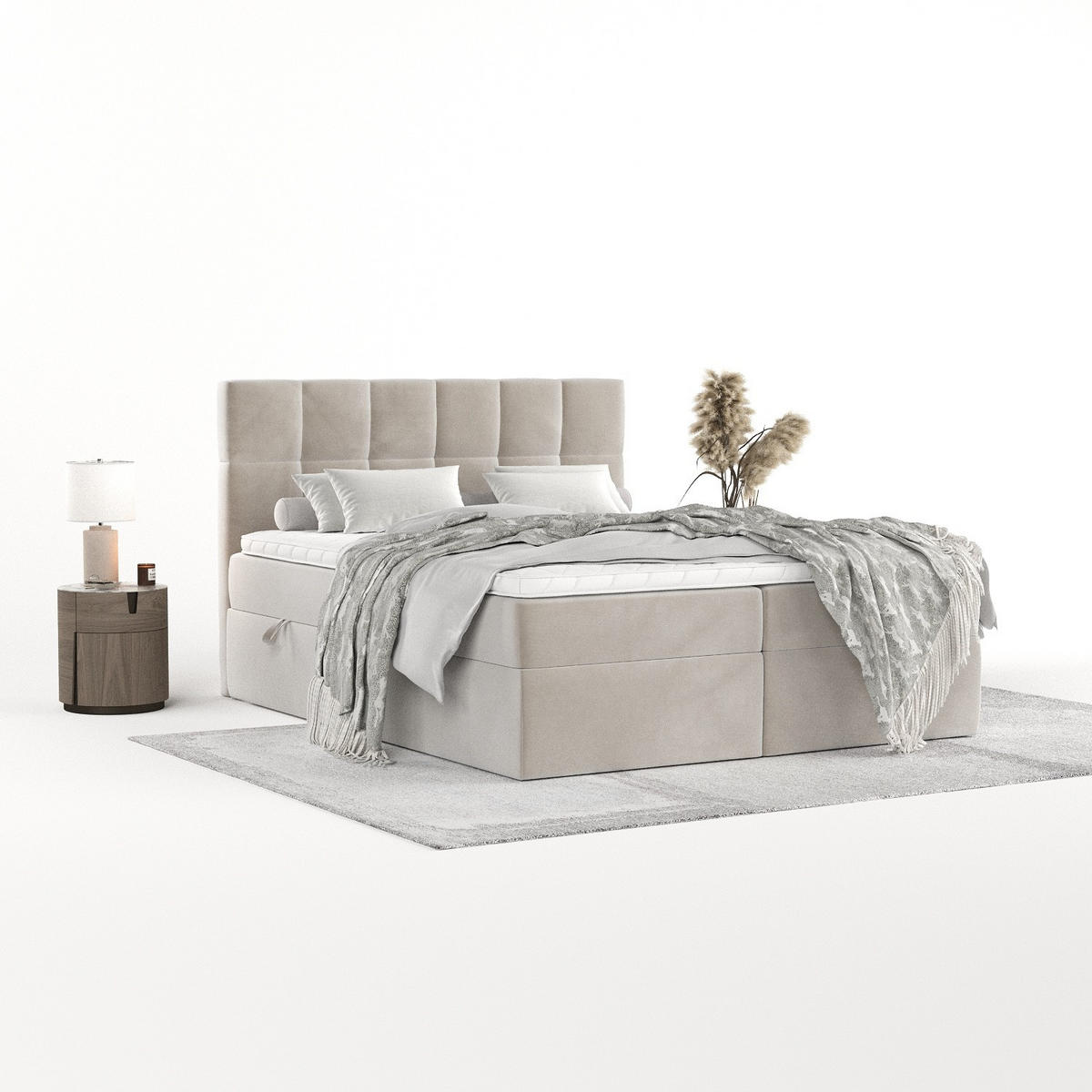 POSTEL BOXSPRING VARENO 160/200 Světle béžová - černá/béžová, kov/dřevo (160/200cm) - AltaBeds