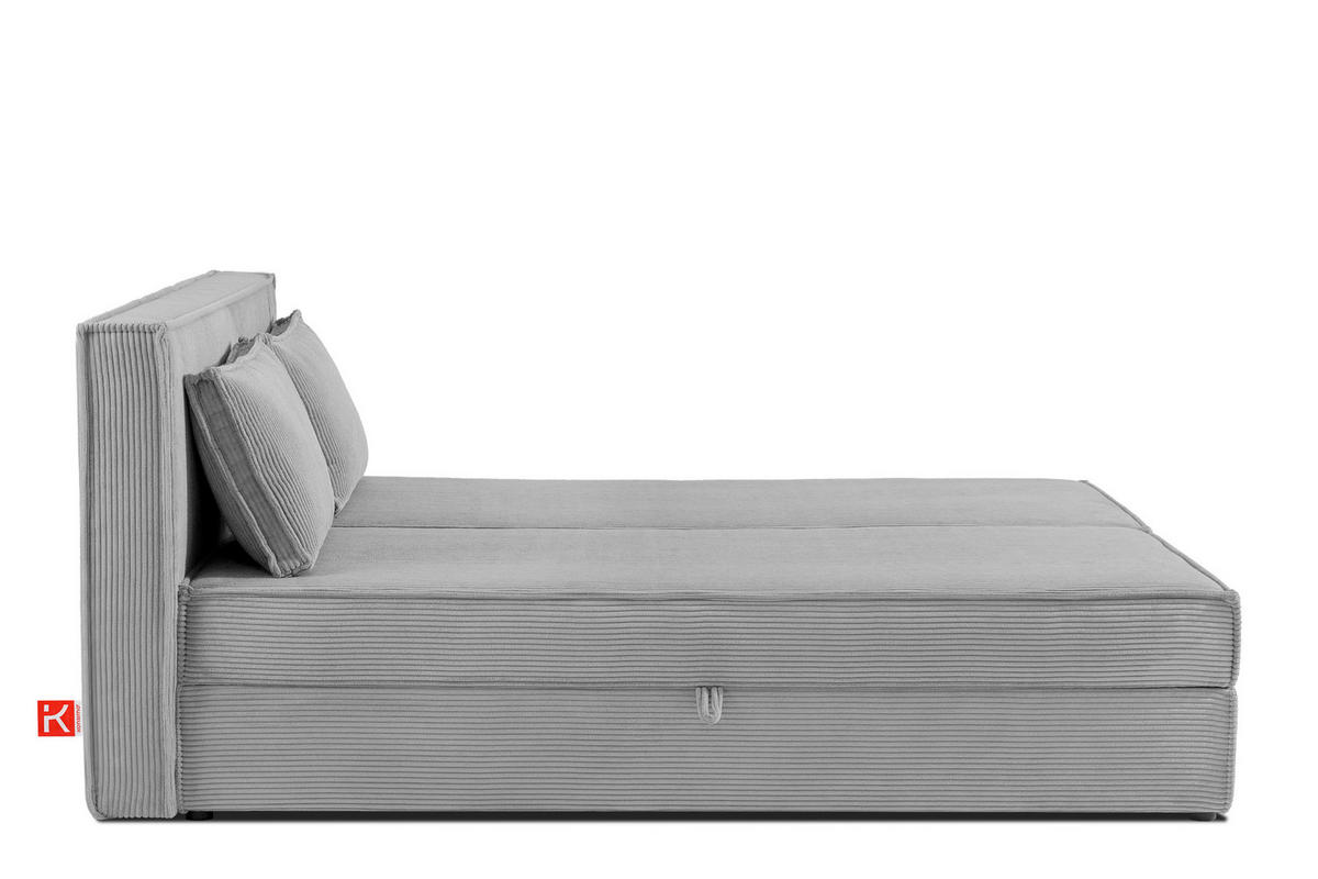 BOXSPRINGBETT ROTI mit Stauraum, hellgrau - Hellgrau/Schwarz, Holz/Holzwerkstoff (160/200cm) - KONSIMO®