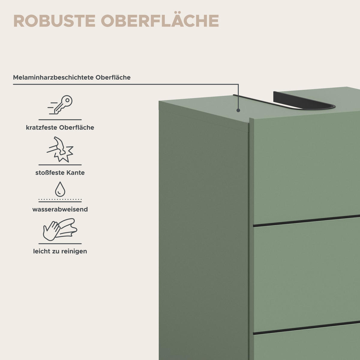 WASCHBECKENUNTERSCHRANK VIRA (B/H/T: ca. 38/56/34 cm) in Smoke Green/Smoke Green - Grün, Holz (38/56/34cm)