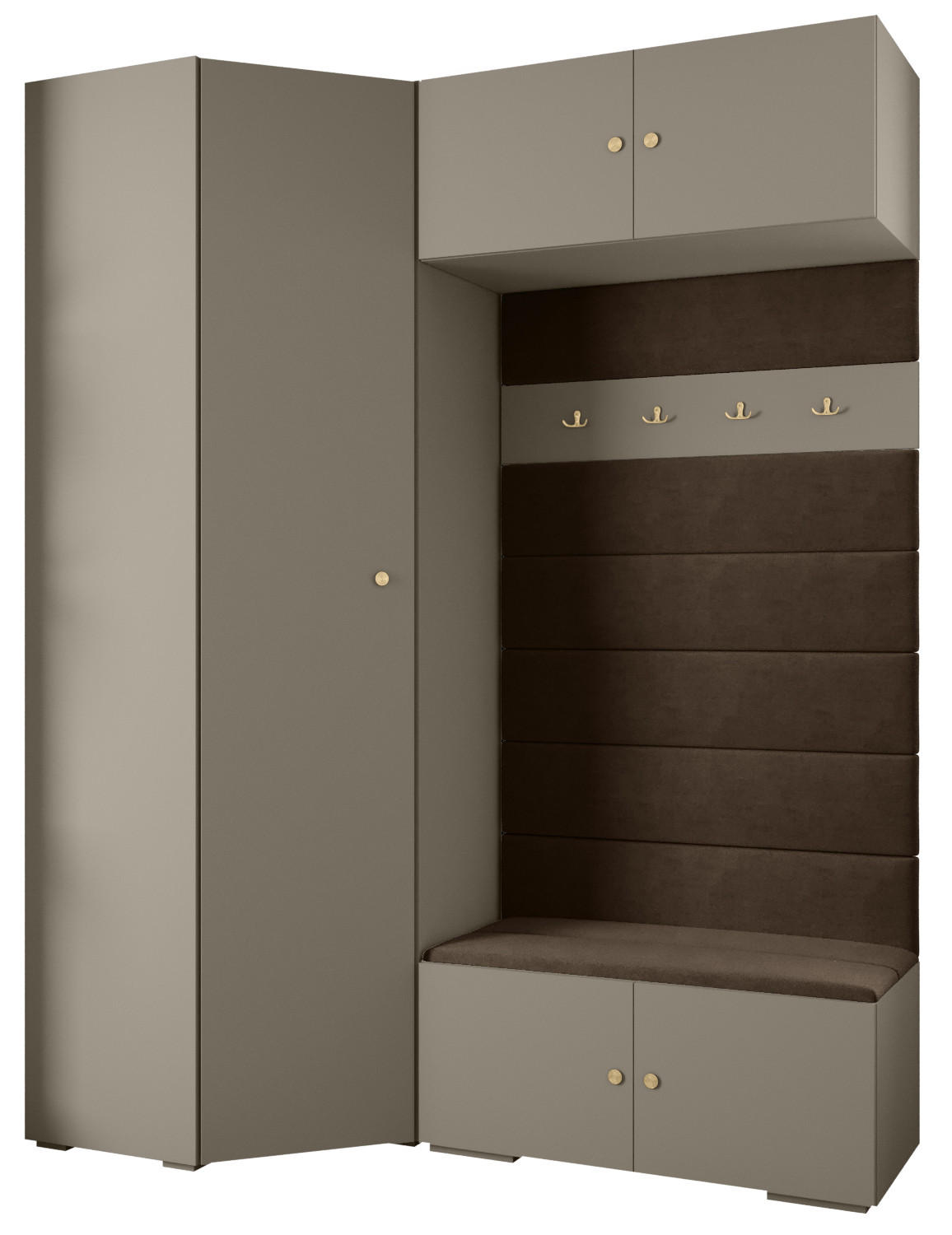 Abiks Möbel Garderoben-Set Kaschmir, Braun, Gold 181.7x236.7x47 cm