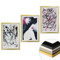WANDBILDER 3er Set - 40x60 cm Goldrahmen - Abstrakte Farbmuster Hut - Goldfarben, Kunststoff (40/60cm) - ArtPrintCave